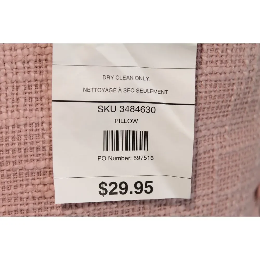 2 Pier 1 Basketweave Design Texture Throw Pillows Blush Pink Pom Pom Trim Zip Up